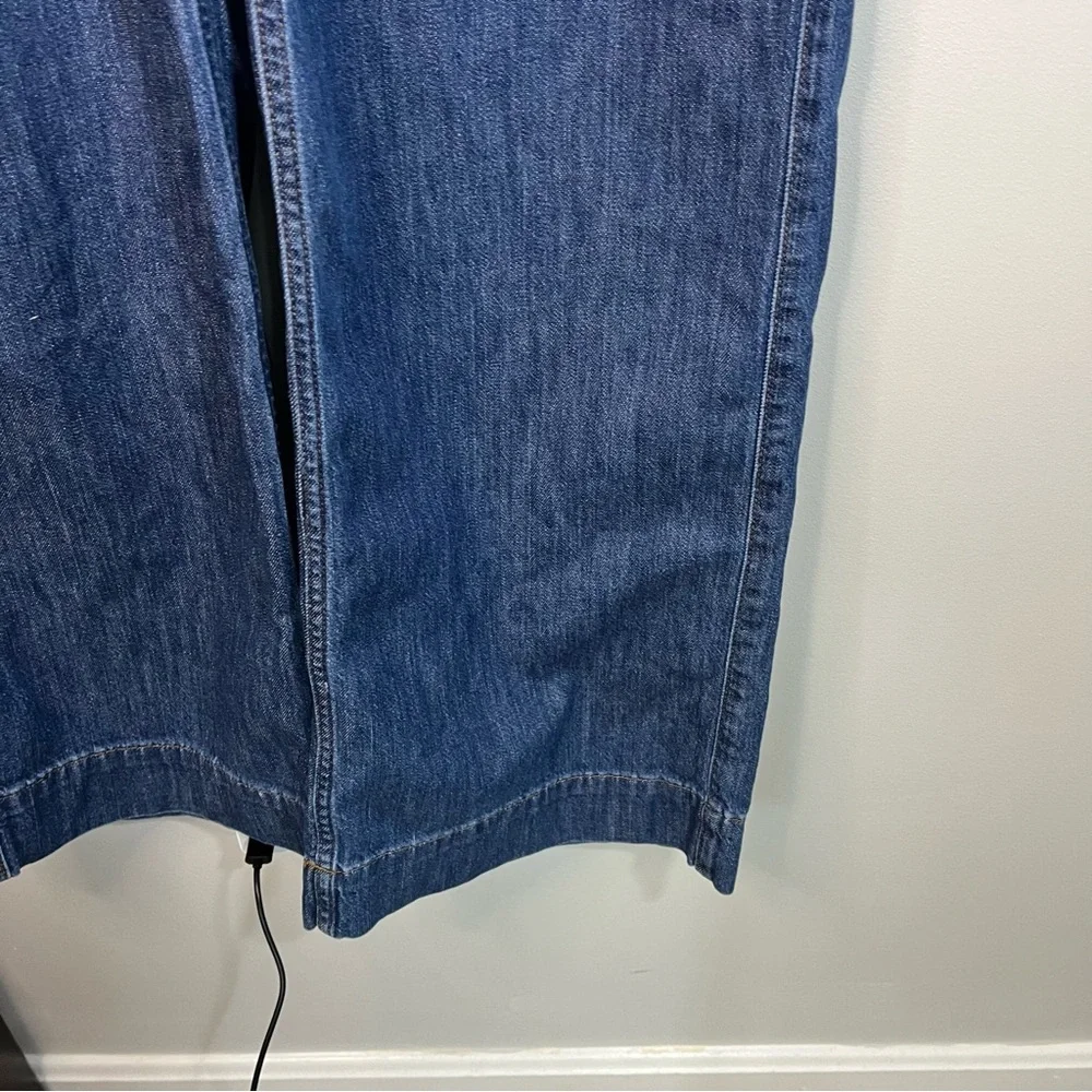 J Crew Classic Blue Women's Wide Leg Cotton Denim Trousers Jeans Size 32